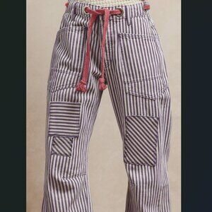 B5 - BiBi Lilac Drawstring Striped Twill Barrel Pants Plus Size
